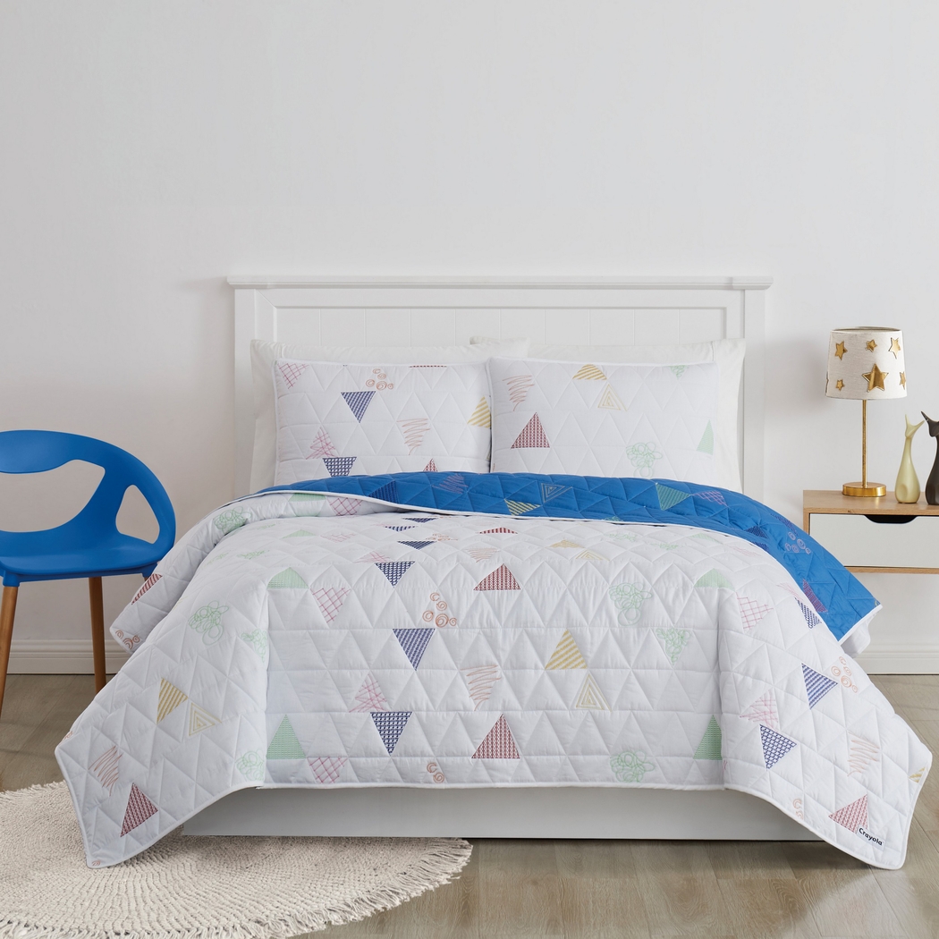 Kids Funky Triangle White Twin Quilt Set - Thumbnail - Image 2