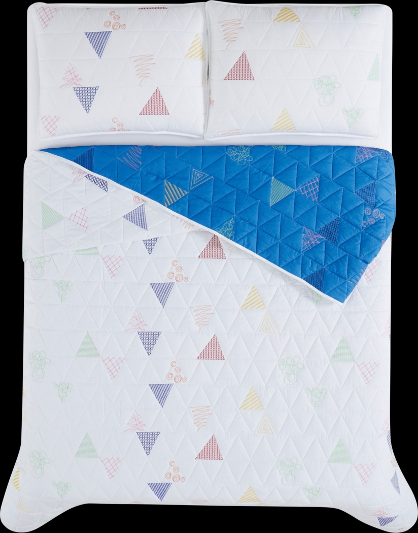Kids Funky Triangle White Twin Quilt Set - Thumbnail - Image 4