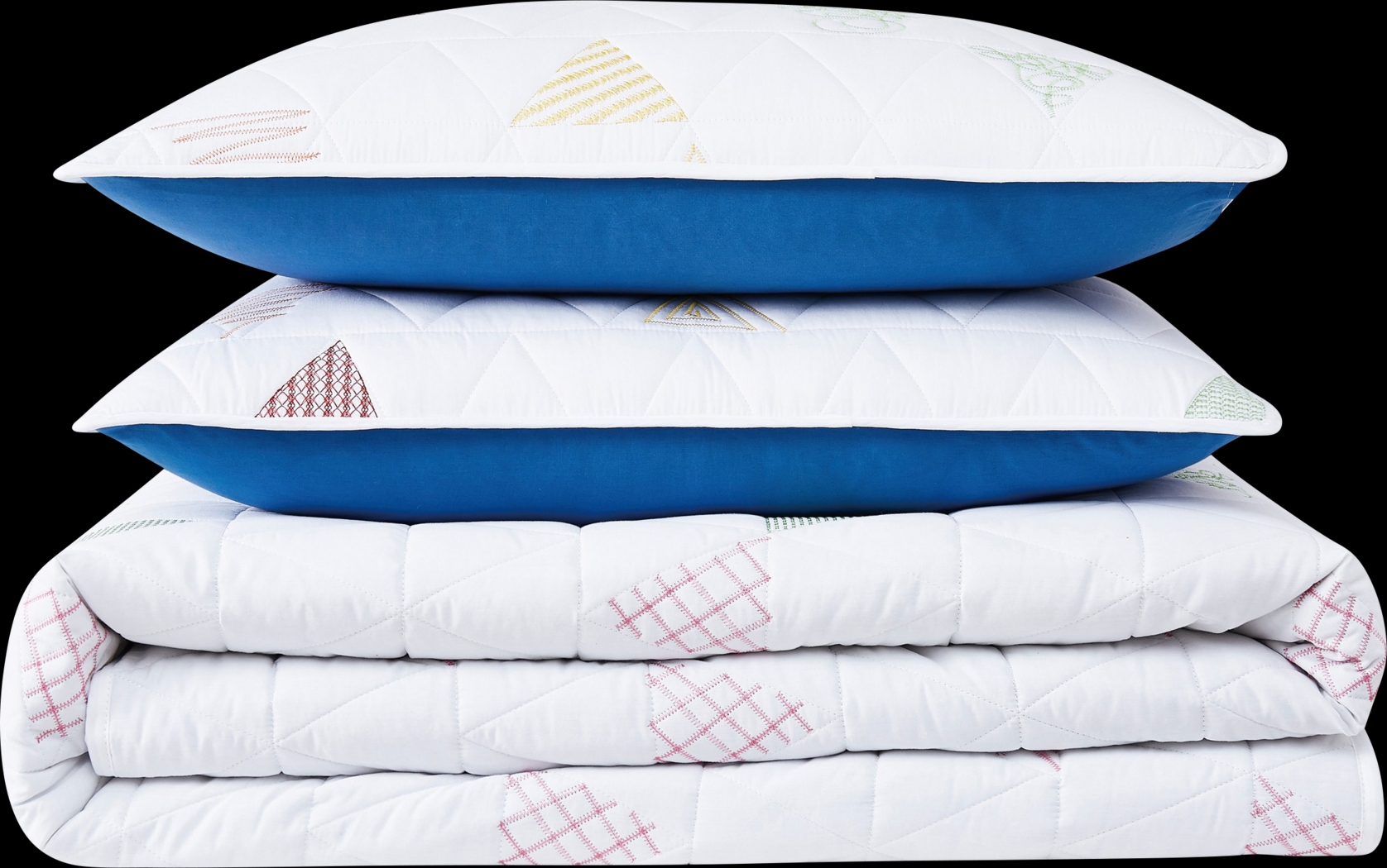 Kids Funky Triangle White Twin Quilt Set - Thumbnail - Image 5