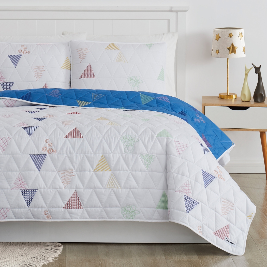 Kids Funky Triangle White Full Quilt Set - Thumbnail - Image 6