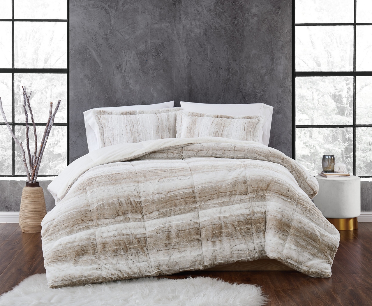 Kids Furry Comfort Tan 2 Pc Twin XL Comforter Set - Thumbnail - Image 1