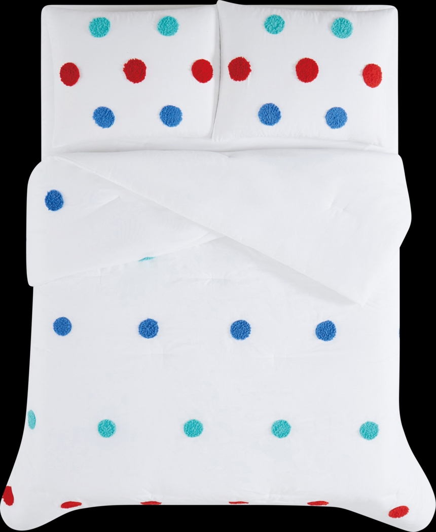 Kids Fuzzy Dot White Twin Comforter Set - Thumbnail - Image 4