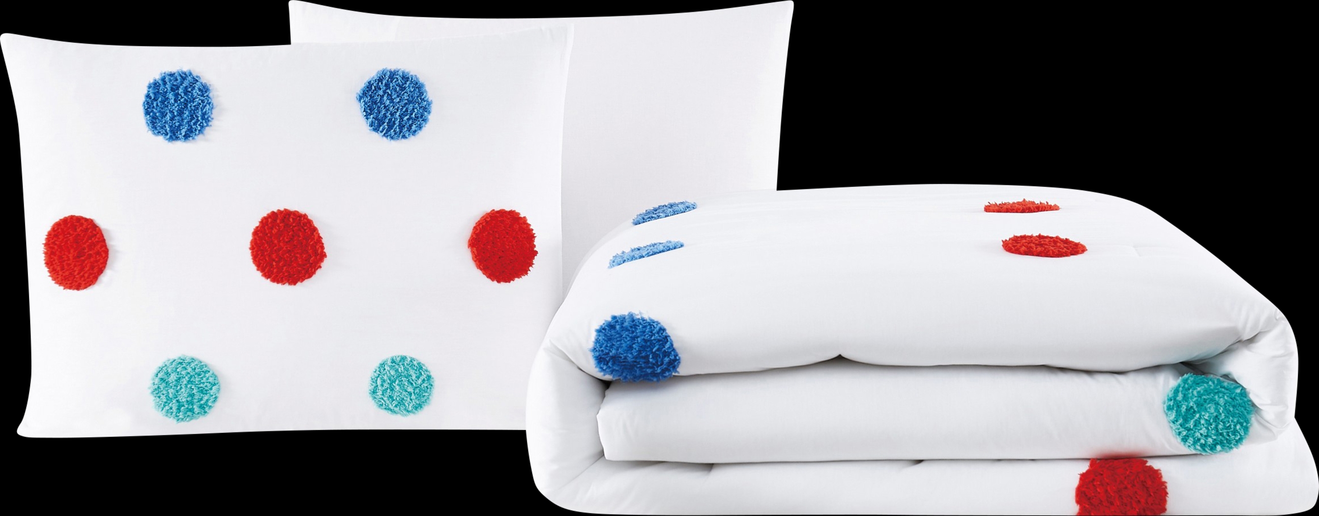Kids Fuzzy Dot White Twin Comforter Set - Thumbnail - Image 1