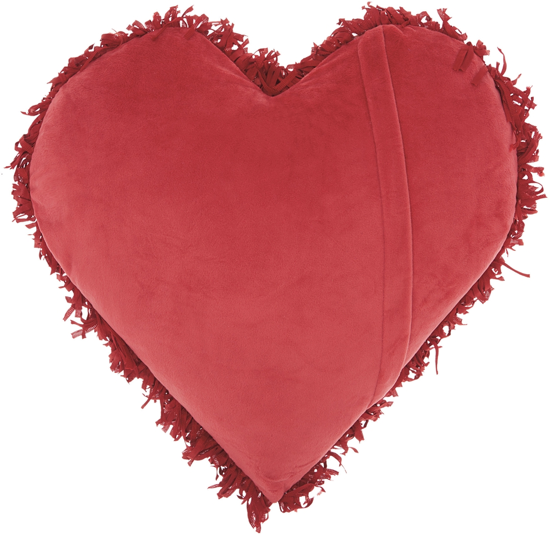 Kids Fuzzy Heart Red Accent Pillow - Thumbnail - Image 2