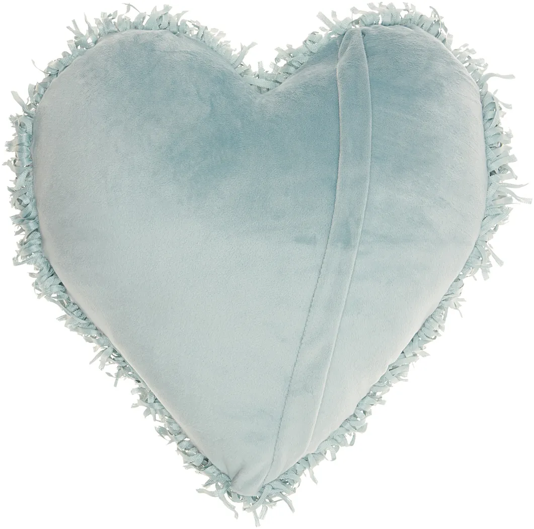 Kids Fuzzy Heart Teal Accent Pillow - Thumbnail - Image 2