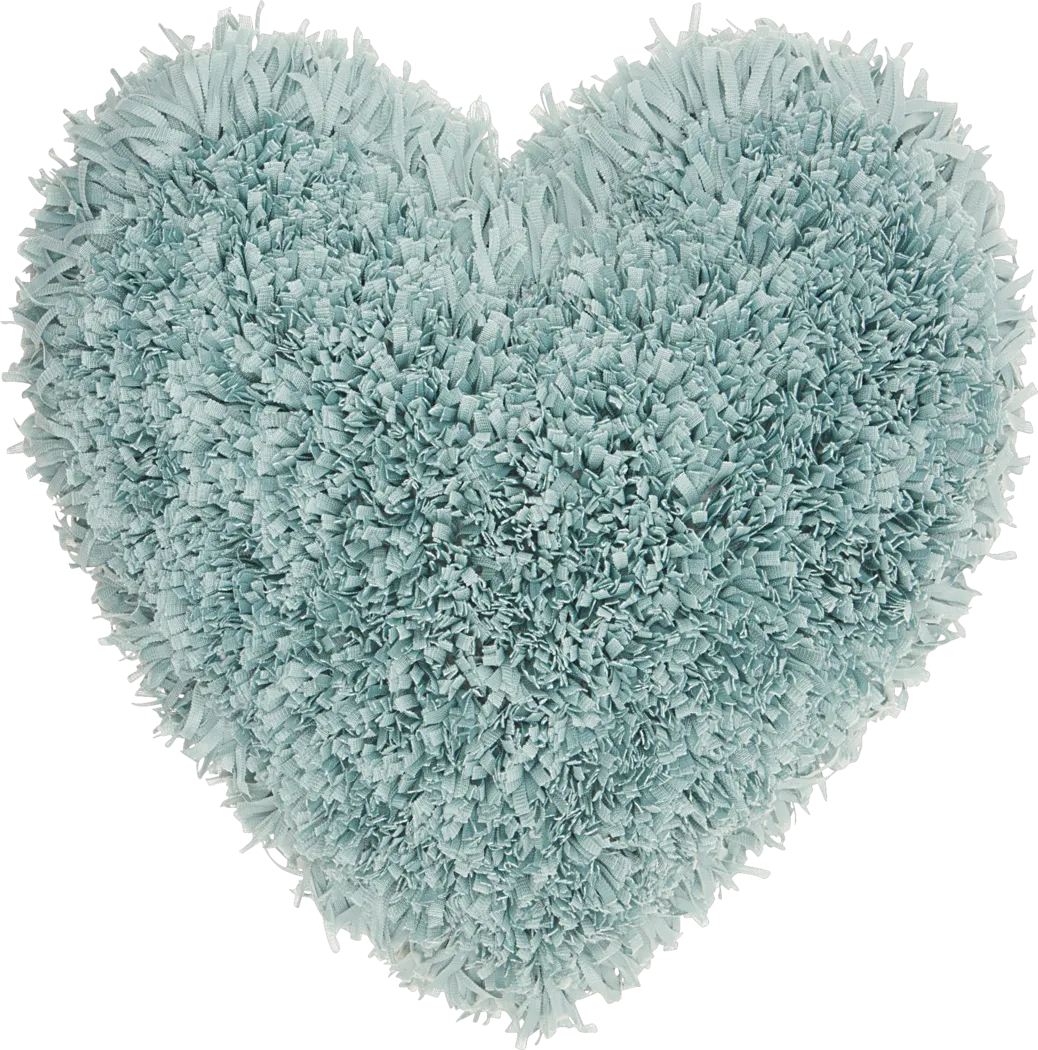 Kids Fuzzy Heart Teal Accent Pillow - Thumbnail - Image 1