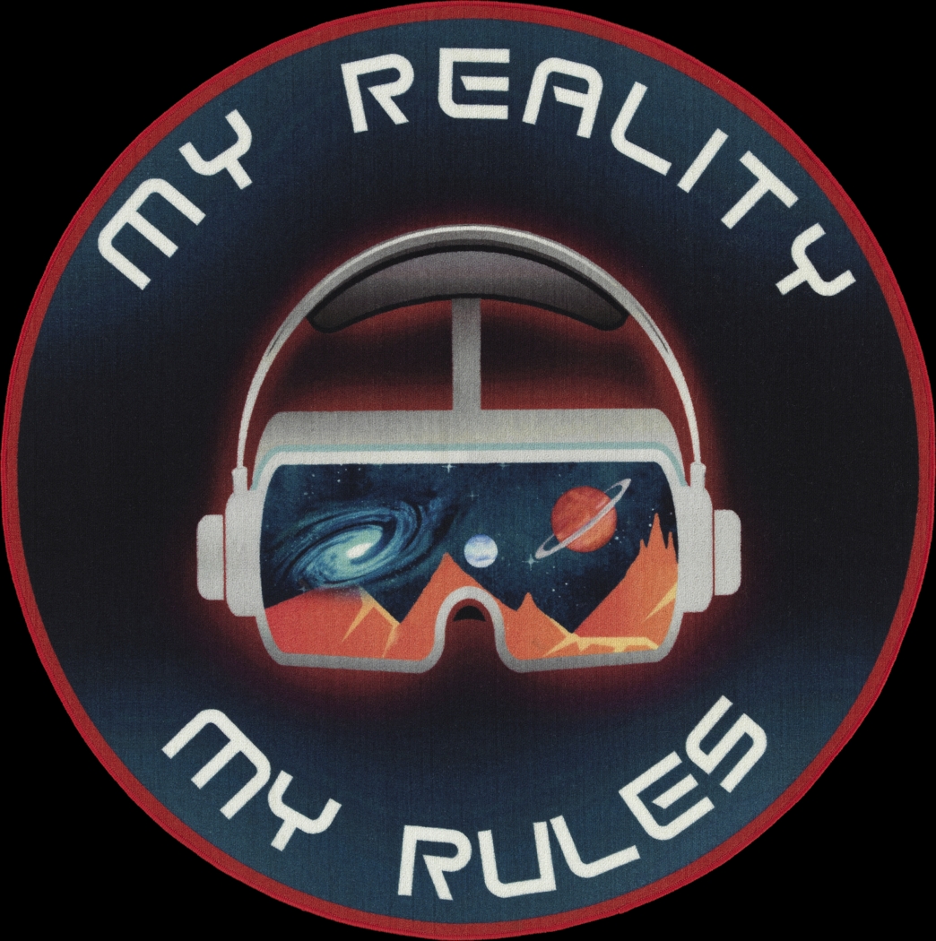 Kids Gamer Goggles Blue 5' Round Rug - Thumbnail - Image 1