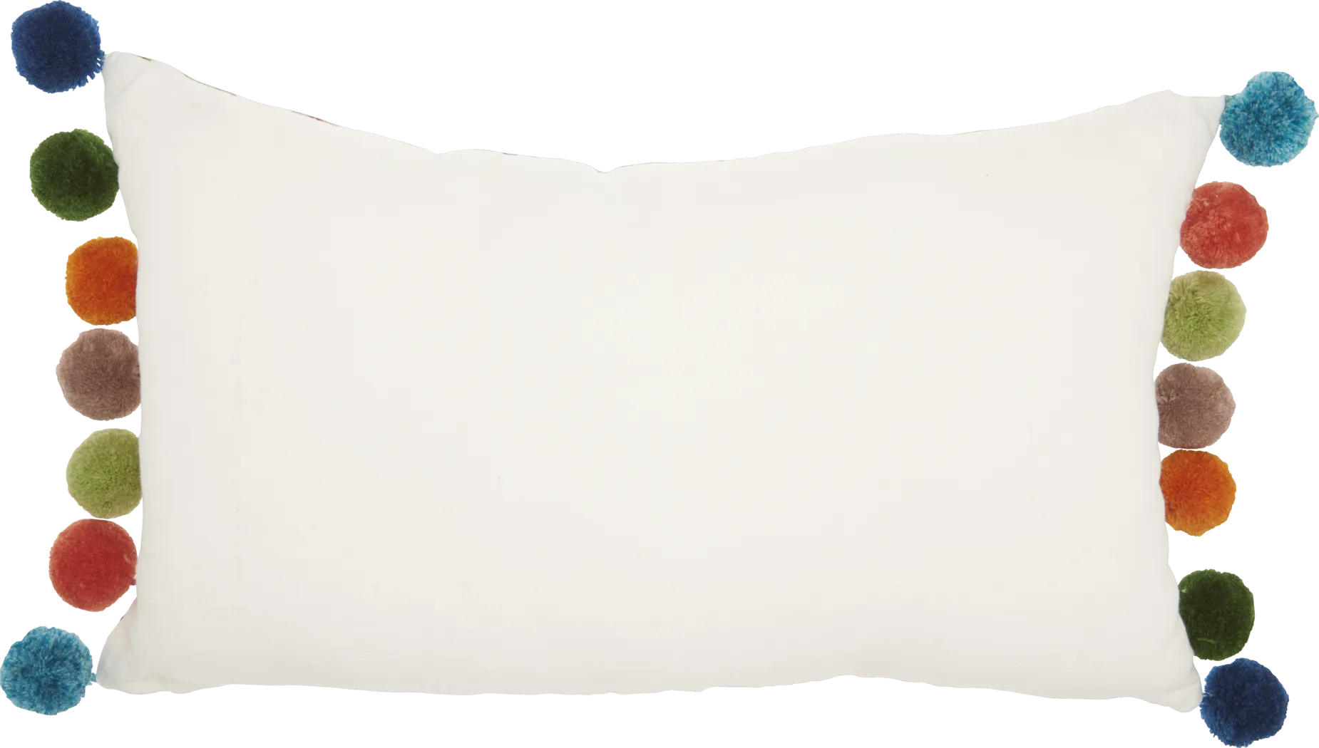 Kids Garden Pom Poms White Accent Pillow - Thumbnail - Image 2