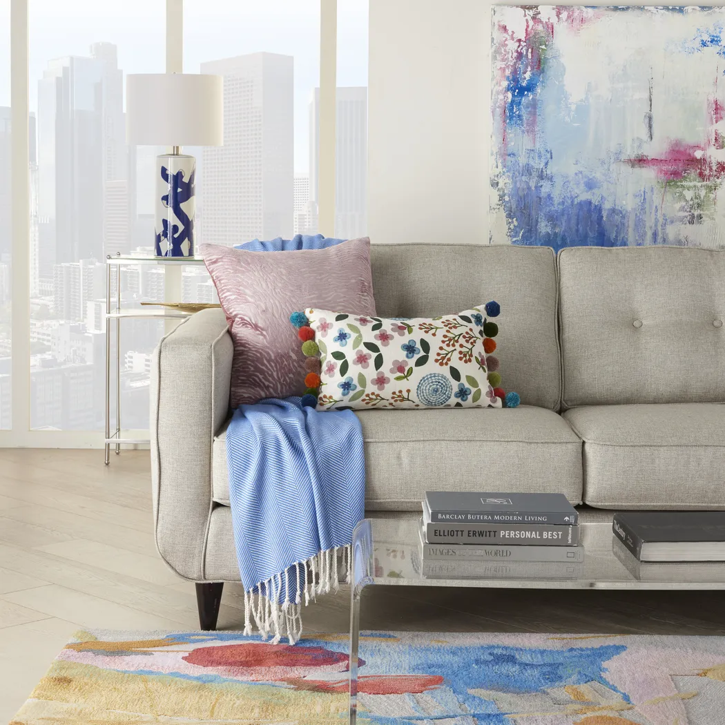 Kids Garden Pom Poms White Accent Pillow - Thumbnail - Image 3