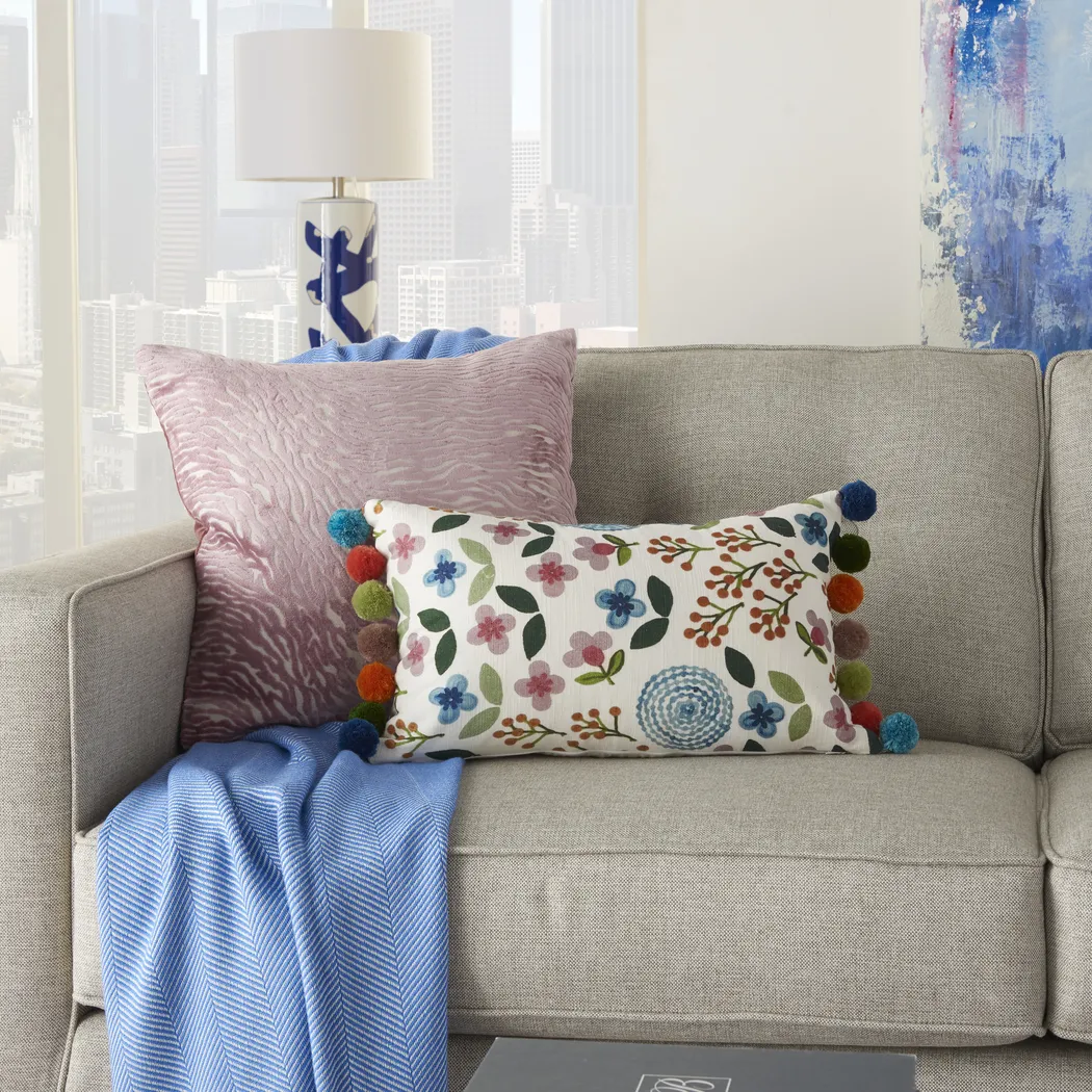 Kids Garden Pom Poms White Accent Pillow - Thumbnail - Image 4