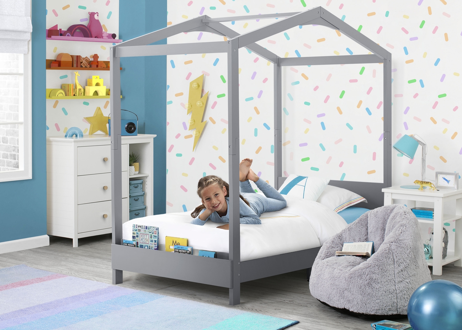 Kids Geoga Gray Twin Bed - Thumbnail - Image 2
