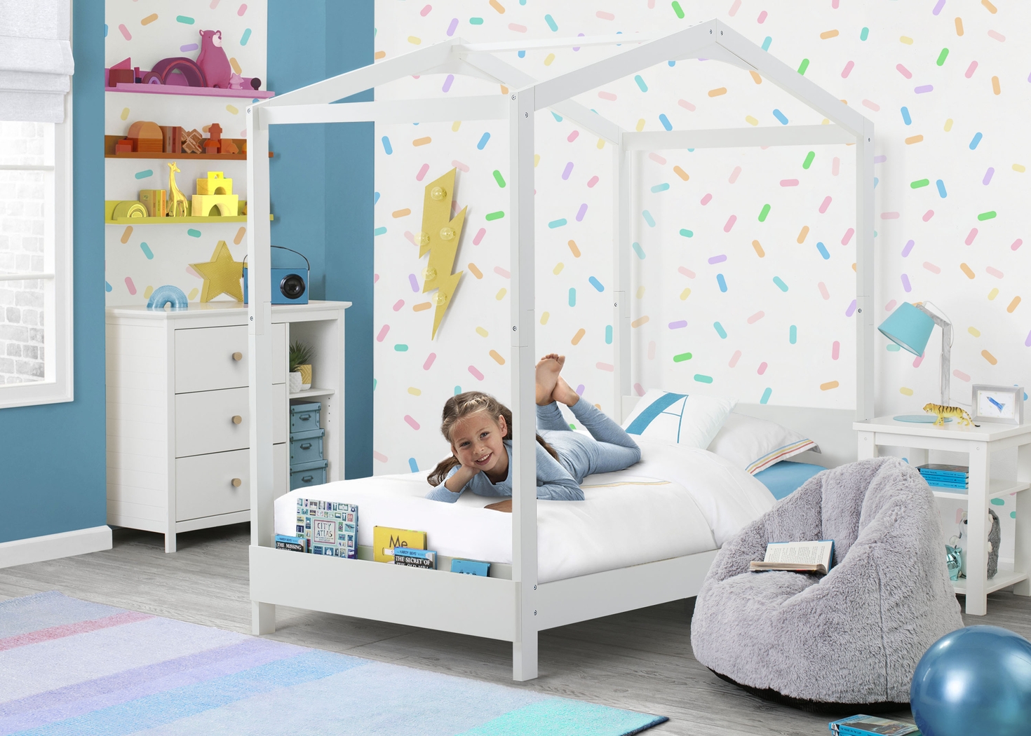 Kids Geoga White Twin Bed - Thumbnail - Image 2