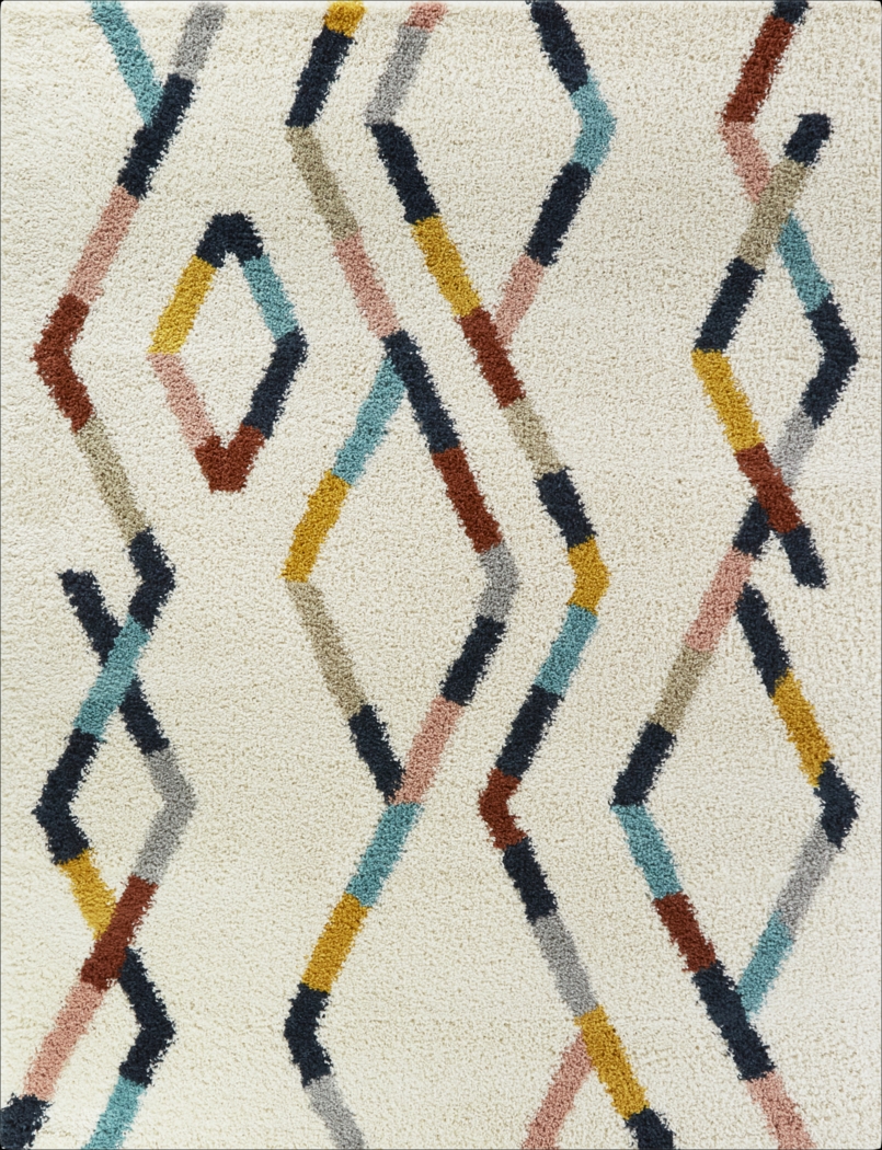 Kids Geometric Fun Cream 5'3 x 7' Rug - Thumbnail - Image 1
