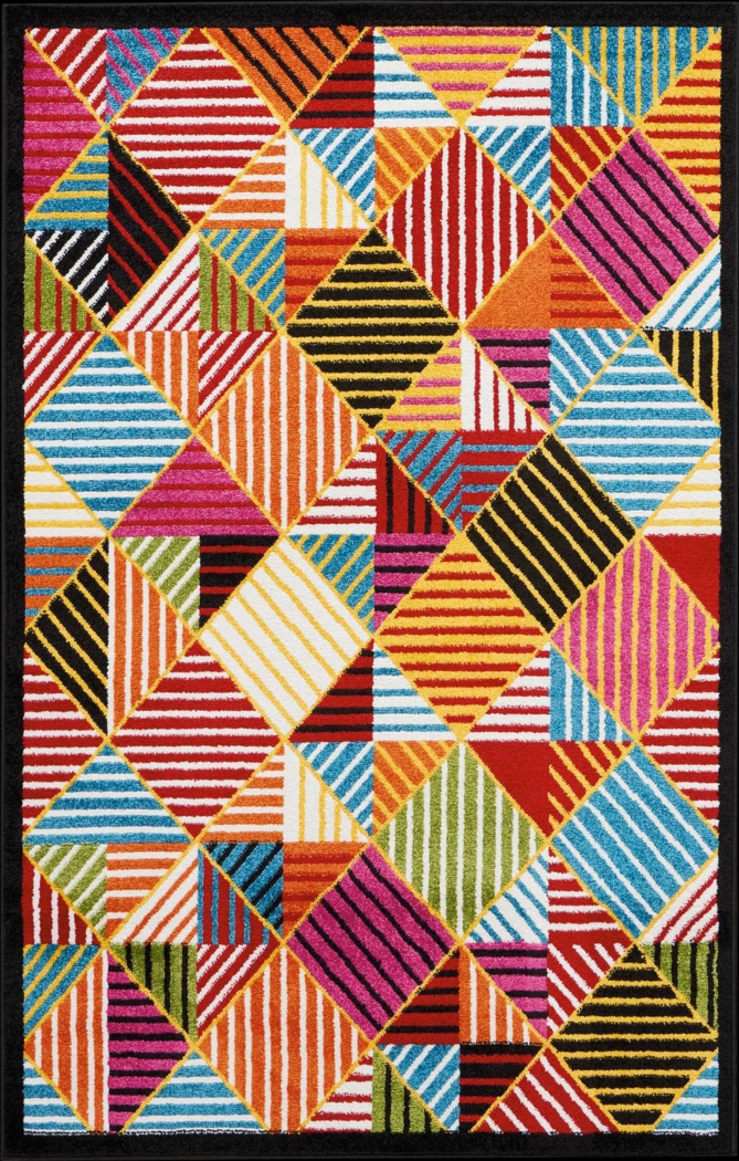 Kids Geoscope Pink 4' x 6' Rug - Thumbnail - Image 1