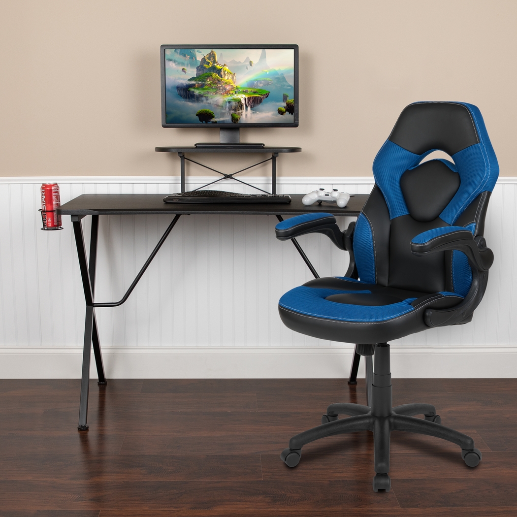 Gerro Black/Blue PC Gaming Desk and Chair Set - Thumbnail - Image 2