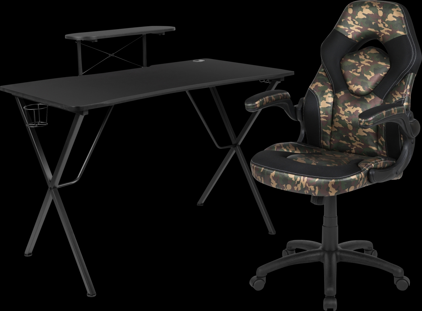 Gerro Black/Green PC Gaming Desk and Chair Set - Thumbnail - Image 1