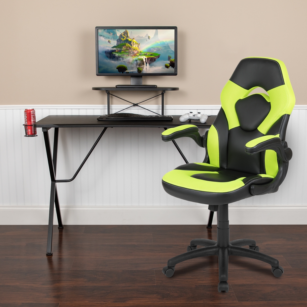 Gerro Black/Lime PC Gaming Desk and Chair Set - Thumbnail - Image 2