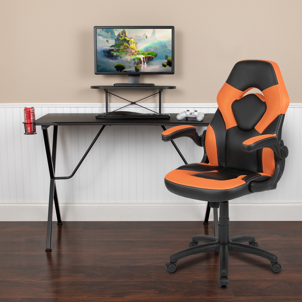 Gerro Black/Orange PC Gaming Desk and Chair Set - Thumbnail - Image 2