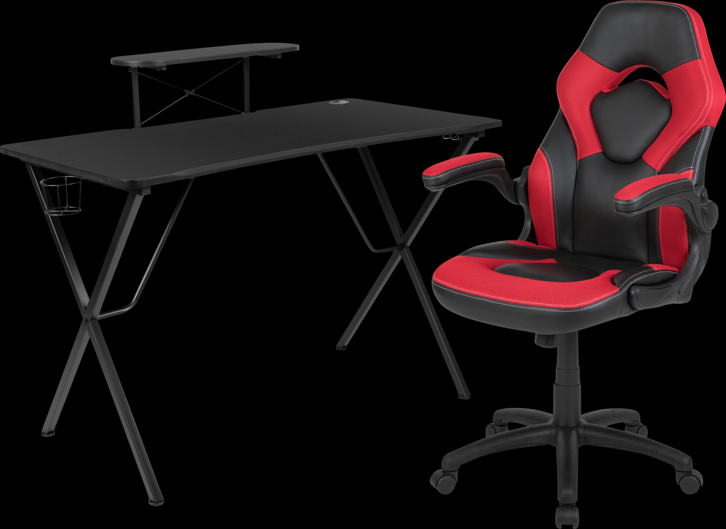 Gerro Black/Red PC Gaming Desk and Chair Set - Thumbnail - Image 1