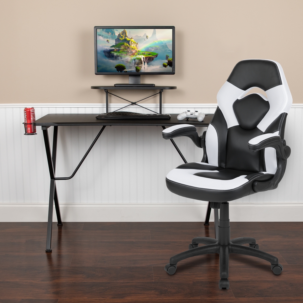 Gerro Black/White PC Gaming Desk and Chair Set - Thumbnail - Image 2