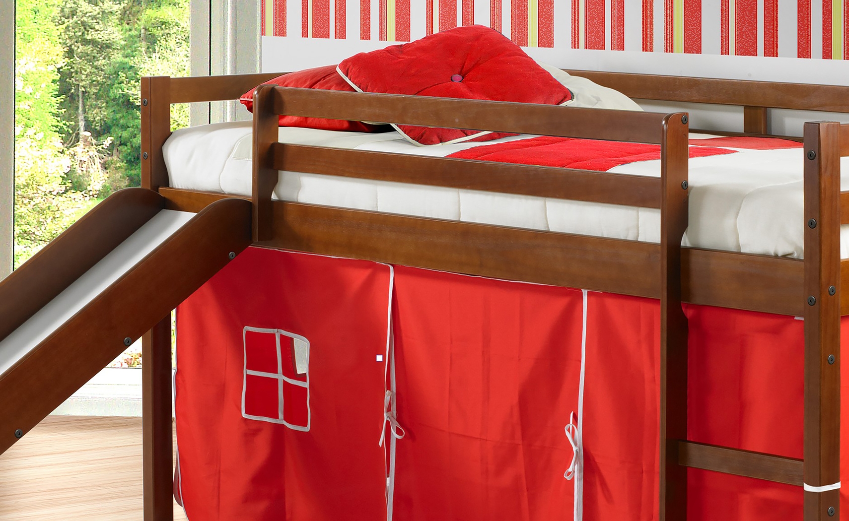 Kids Geuda Red Twin Tent Loft Bed - Thumbnail - Image 5