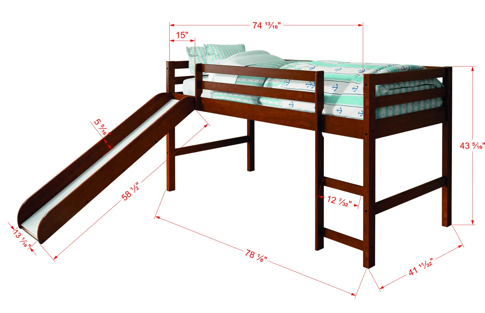 Kids Geuda Red Twin Tent Loft Bed - Thumbnail - Image 6