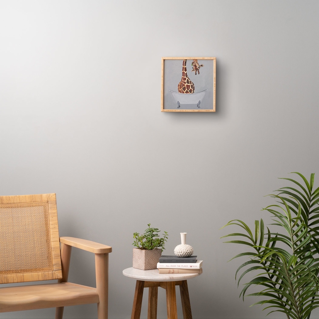 Kids Giraffe Bath Gray Framed Wall Art - Thumbnail - Image 2