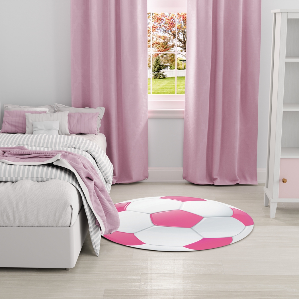 Kids Goal Getter Pink 5' Round Rug - Thumbnail - Image 3