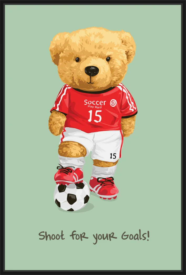 Kids Goals Teddy Bear Green Medium Wall Art - Thumbnail - Image 1