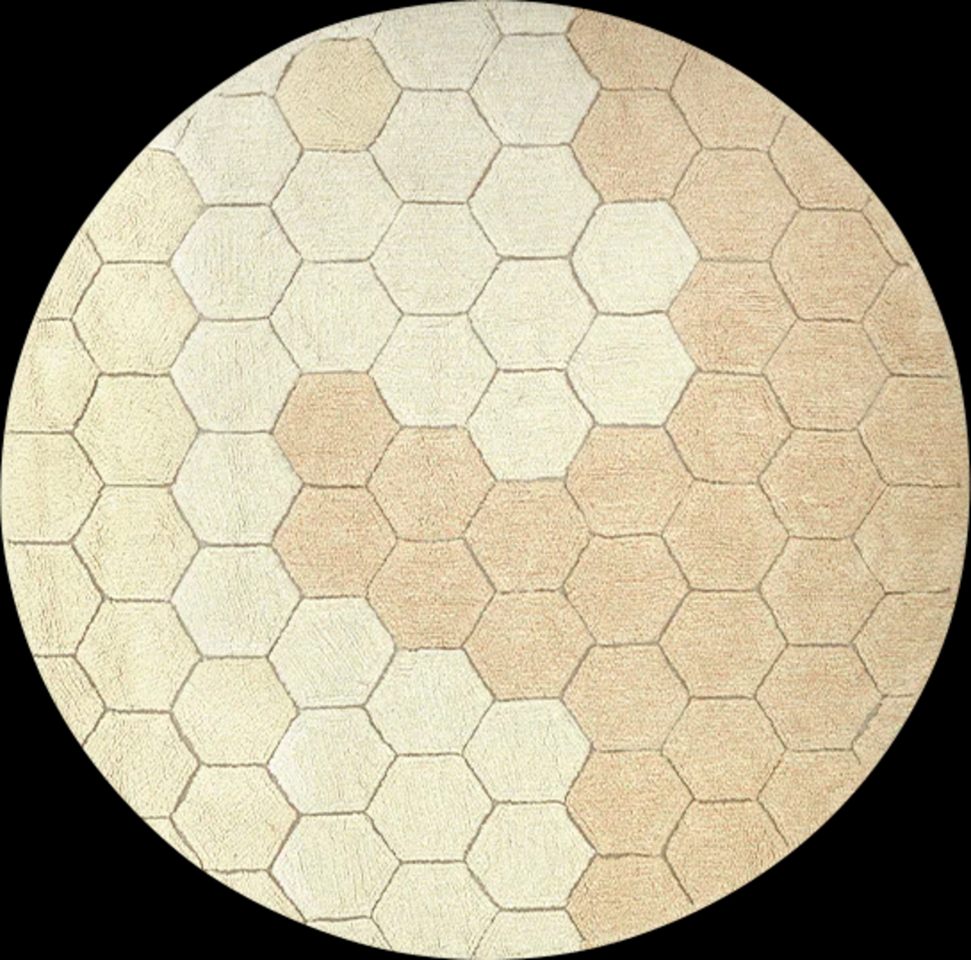 Kids Gold 4'7 Honeycomb Machine Washable Round Rug - Thumbnail - Image 1