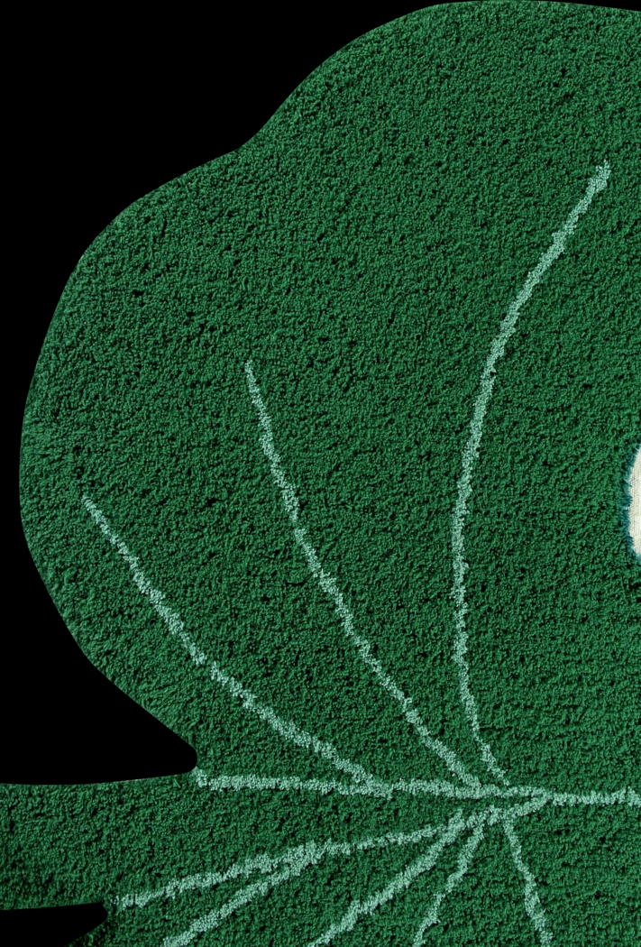 Kids Green 4' x 5'3 Monstera Leaf Machine Washable Rug - Thumbnail - Image 5