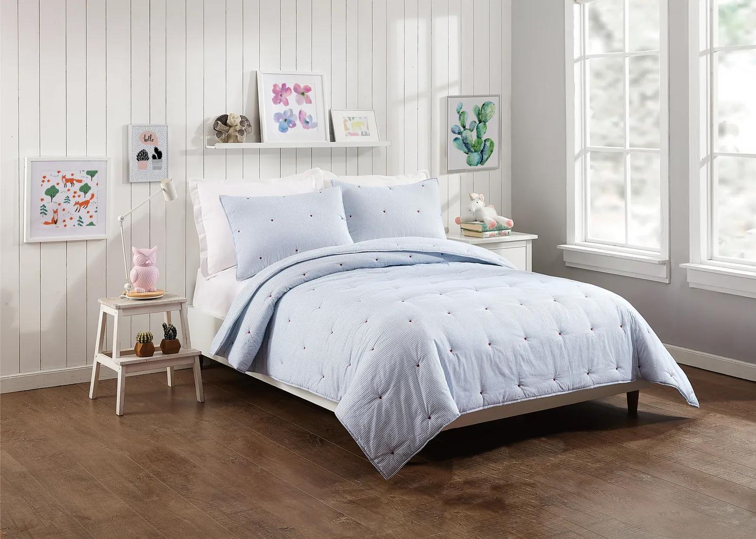 Kids Growing Garden Blue 2 Pc Twin Quilt Set - Thumbnail - Image 1