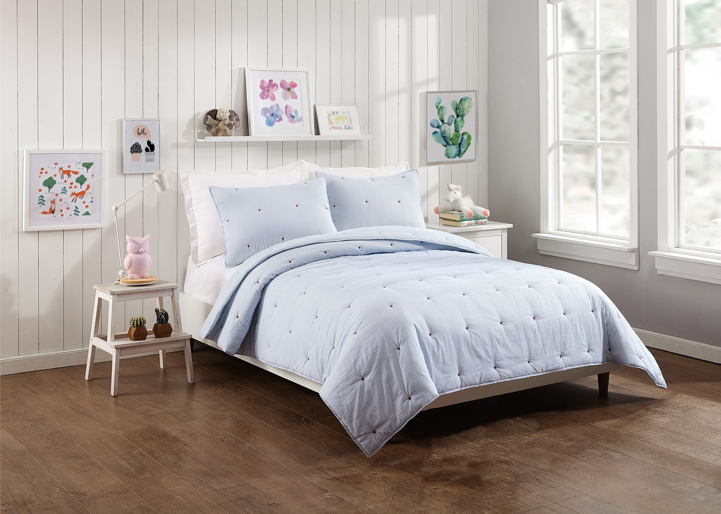 Kids Growing Garden Blue 3 Pc Full Quilt Set - Thumbnail - Image 1