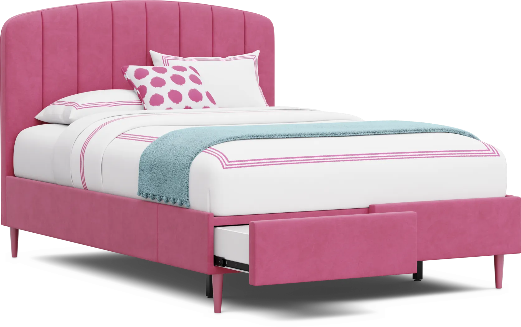Kids Gwyneth Bubble Gum Full Upholstered Storage Bed - Image 7