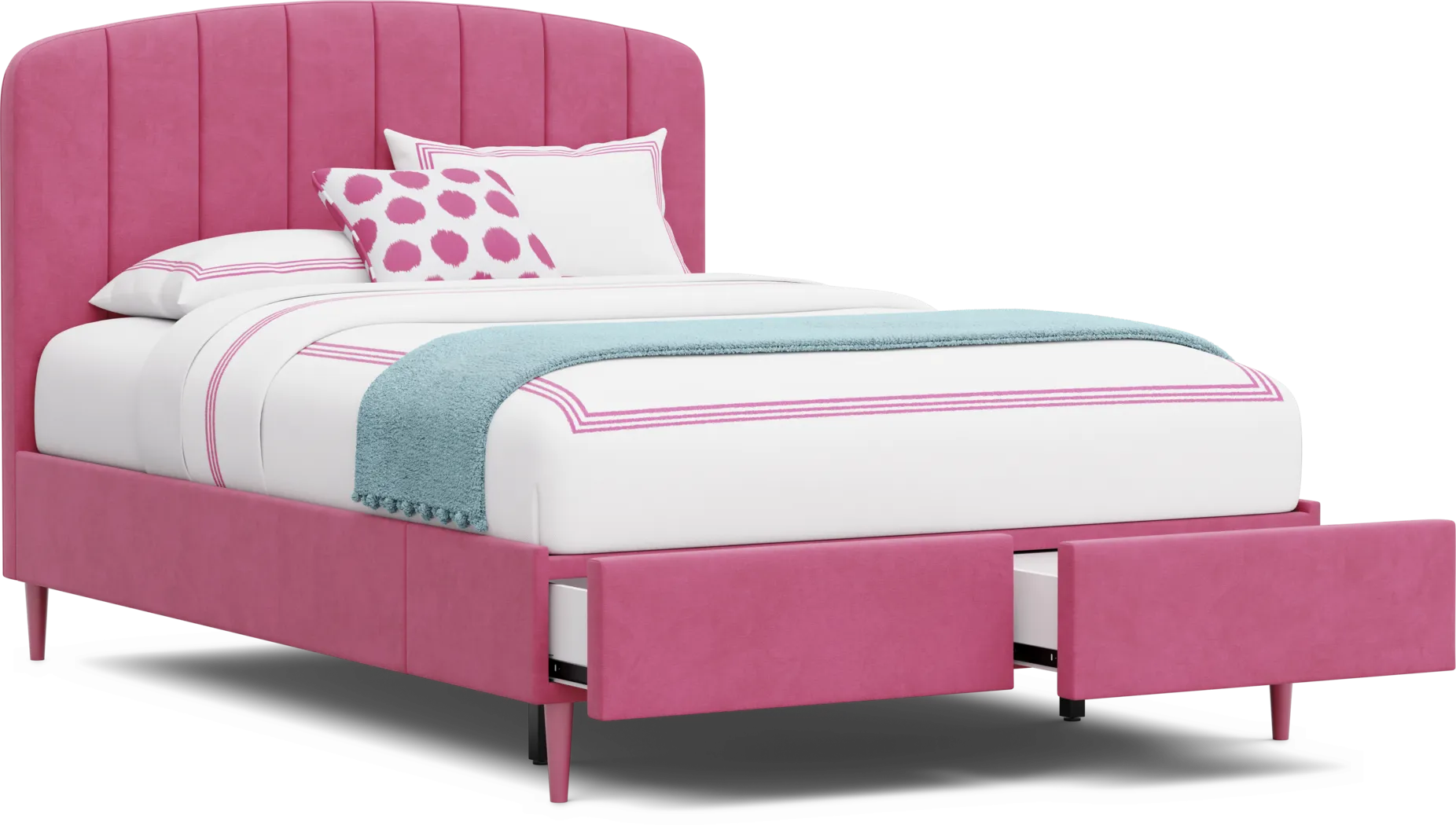 Kids Gwyneth Bubble Gum Full Upholstered Storage Bed - Image 8