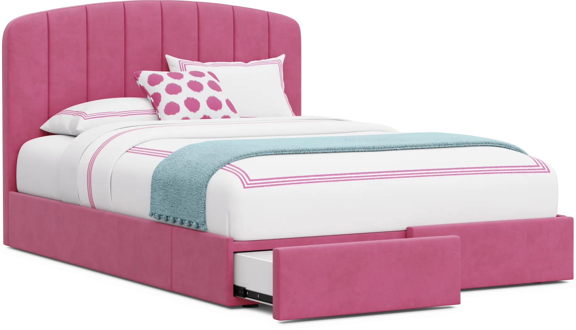 Kids Gwyneth Bubble Gum Full Upholstered Storage Bed - Image 9