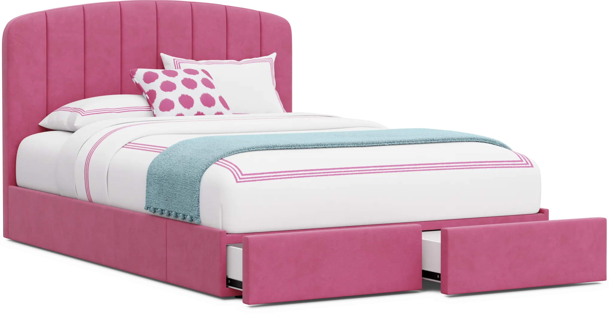 Kids Gwyneth Bubble Gum Full Upholstered Storage Bed - Image 10