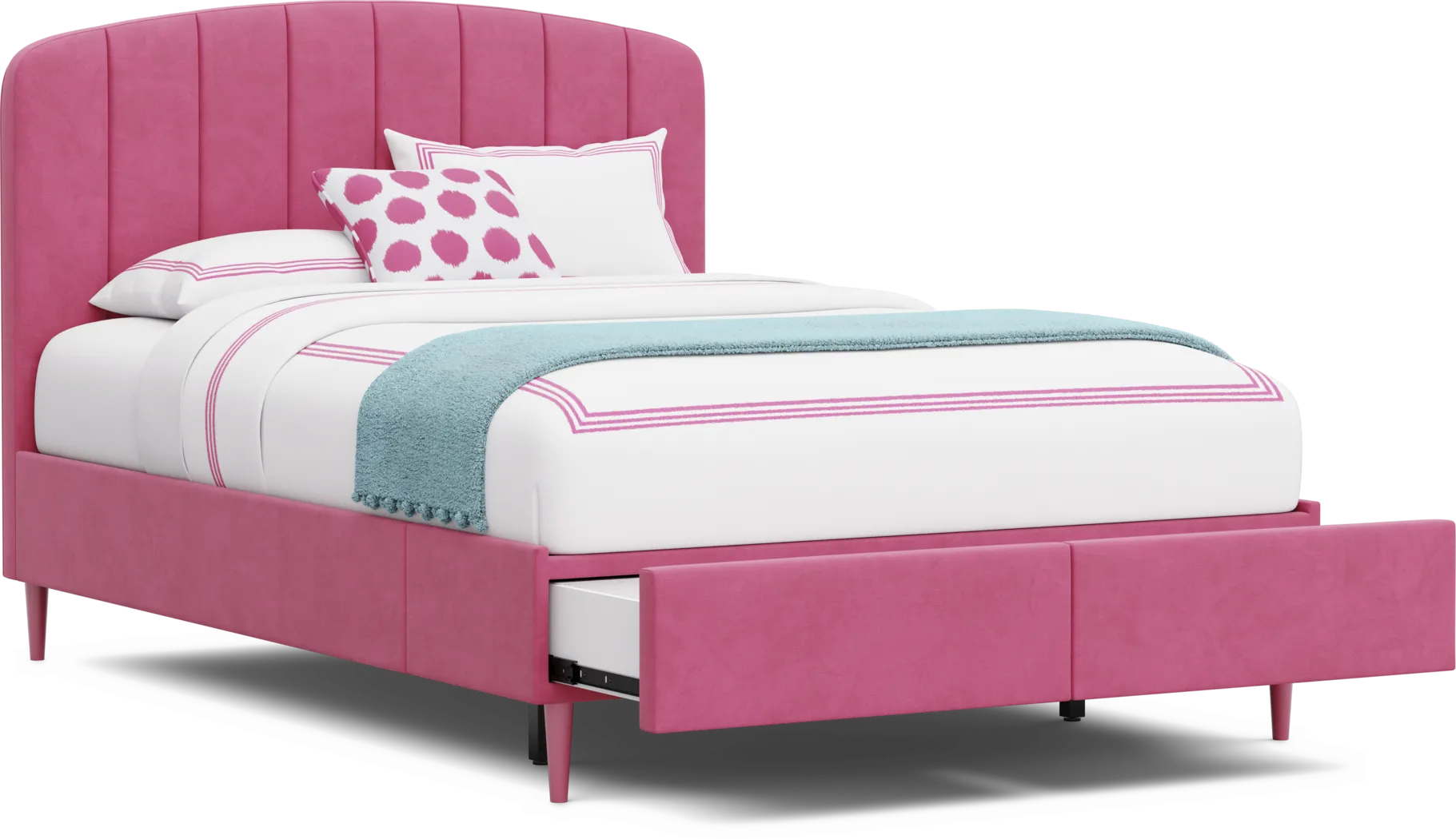 Kids Gwyneth Bubble Gum Full Upholstered Storage Bed - Image 5