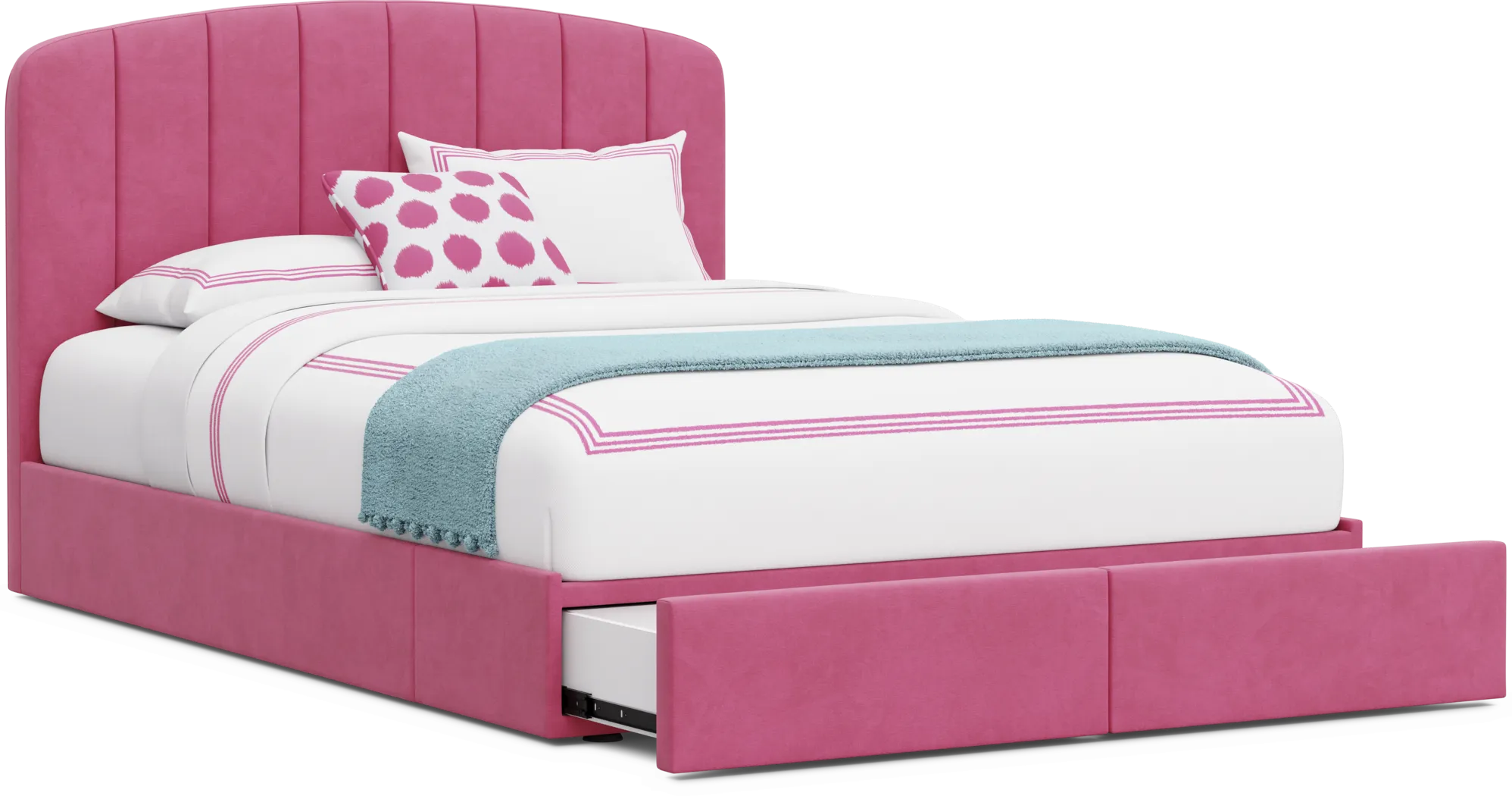 Kids Gwyneth Bubble Gum Full Upholstered Storage Bed - Image 6