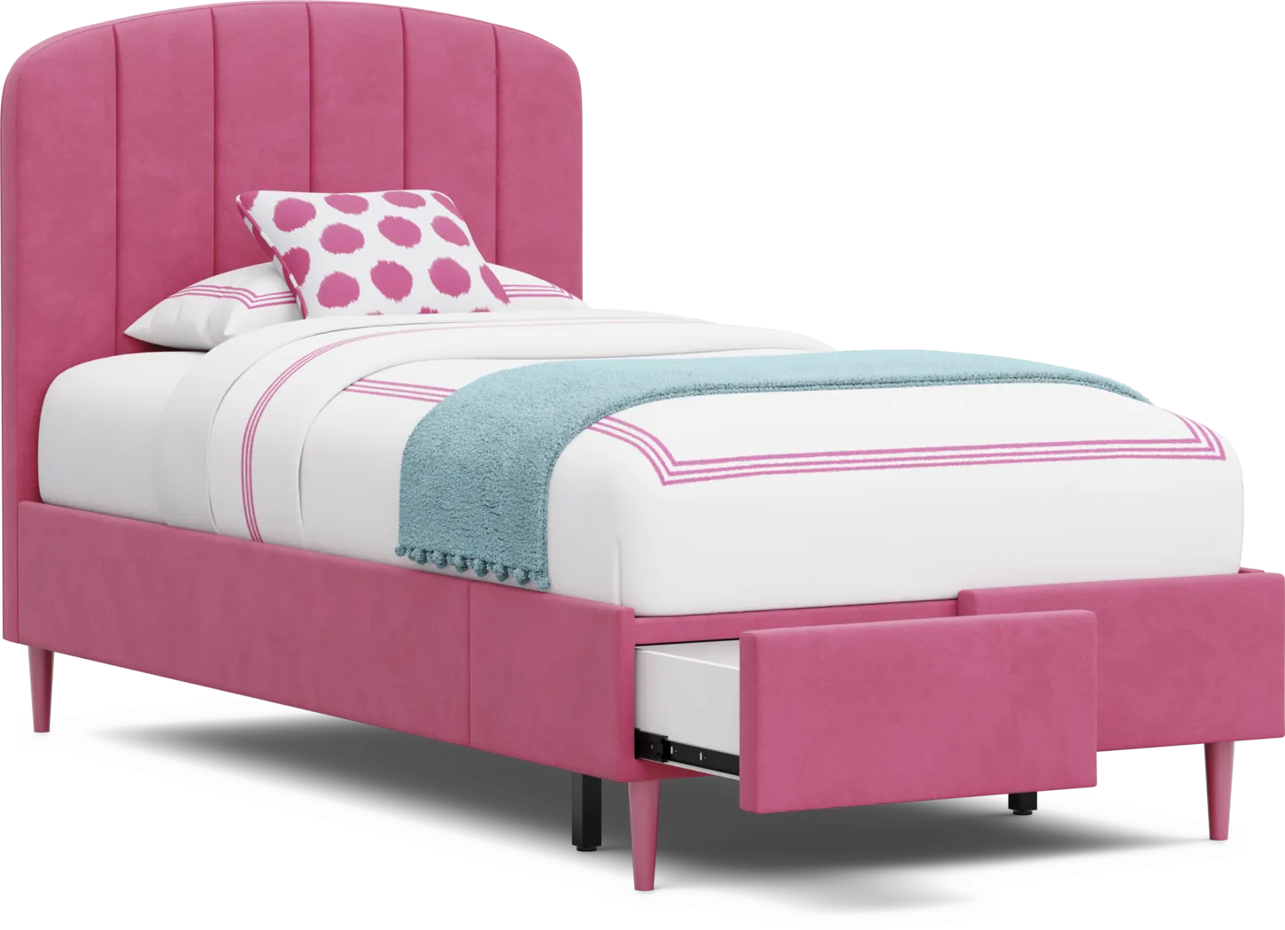 Kids Gwyneth Bubble Gum Twin Upholstered Storage Bed - Image 7