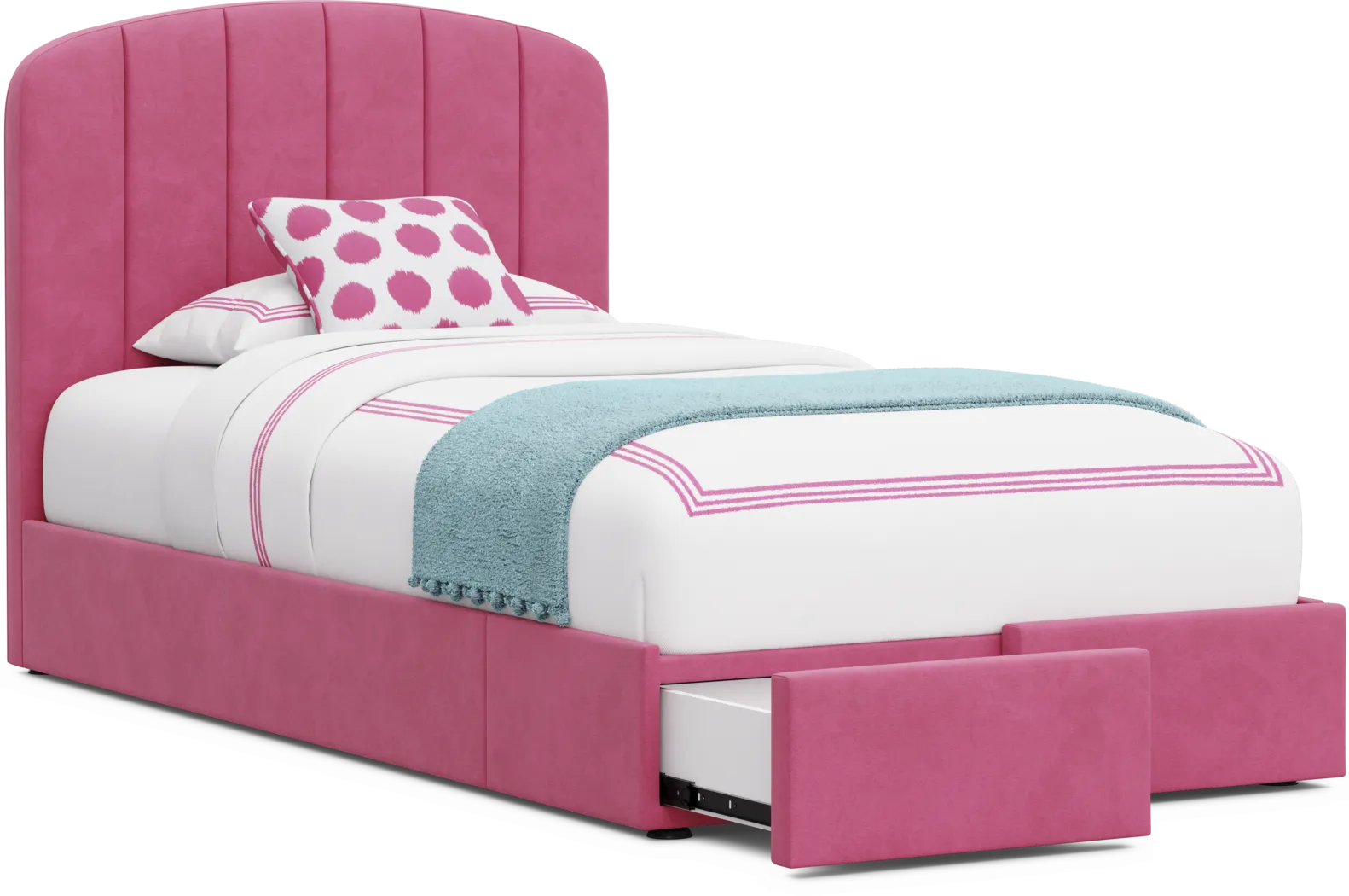 Kids Gwyneth Bubble Gum Twin Upholstered Storage Bed - Image 9