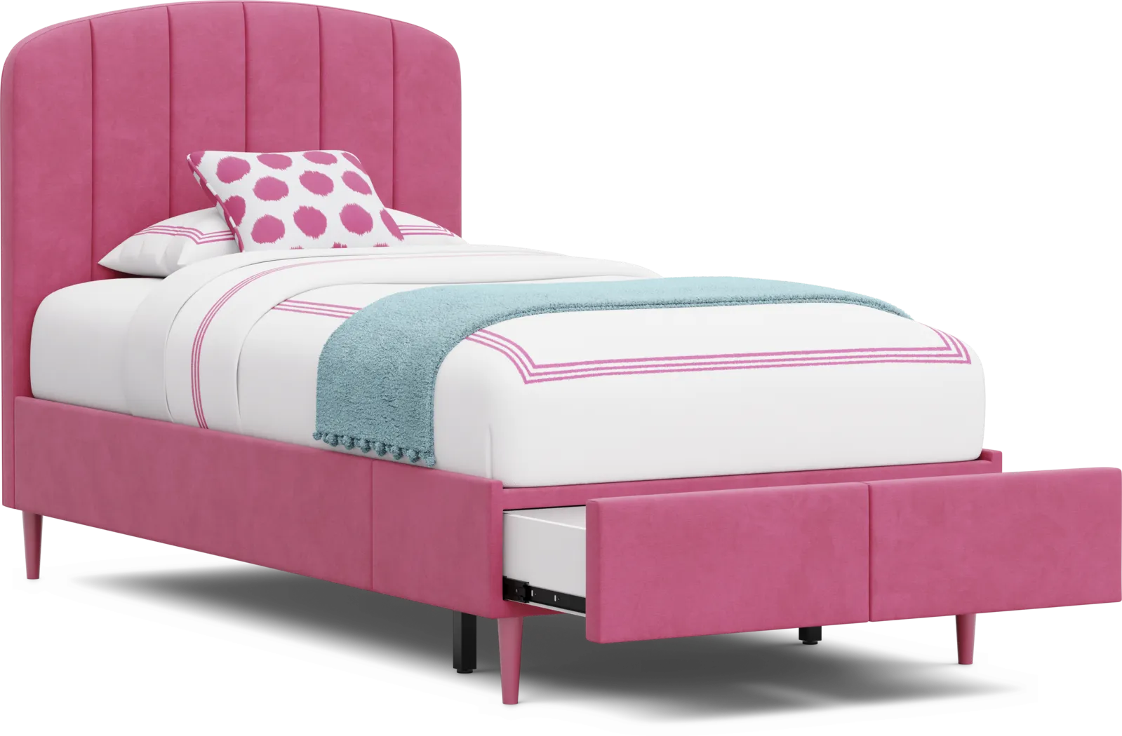 Kids Gwyneth Bubble Gum Twin Upholstered Storage Bed - Image 5