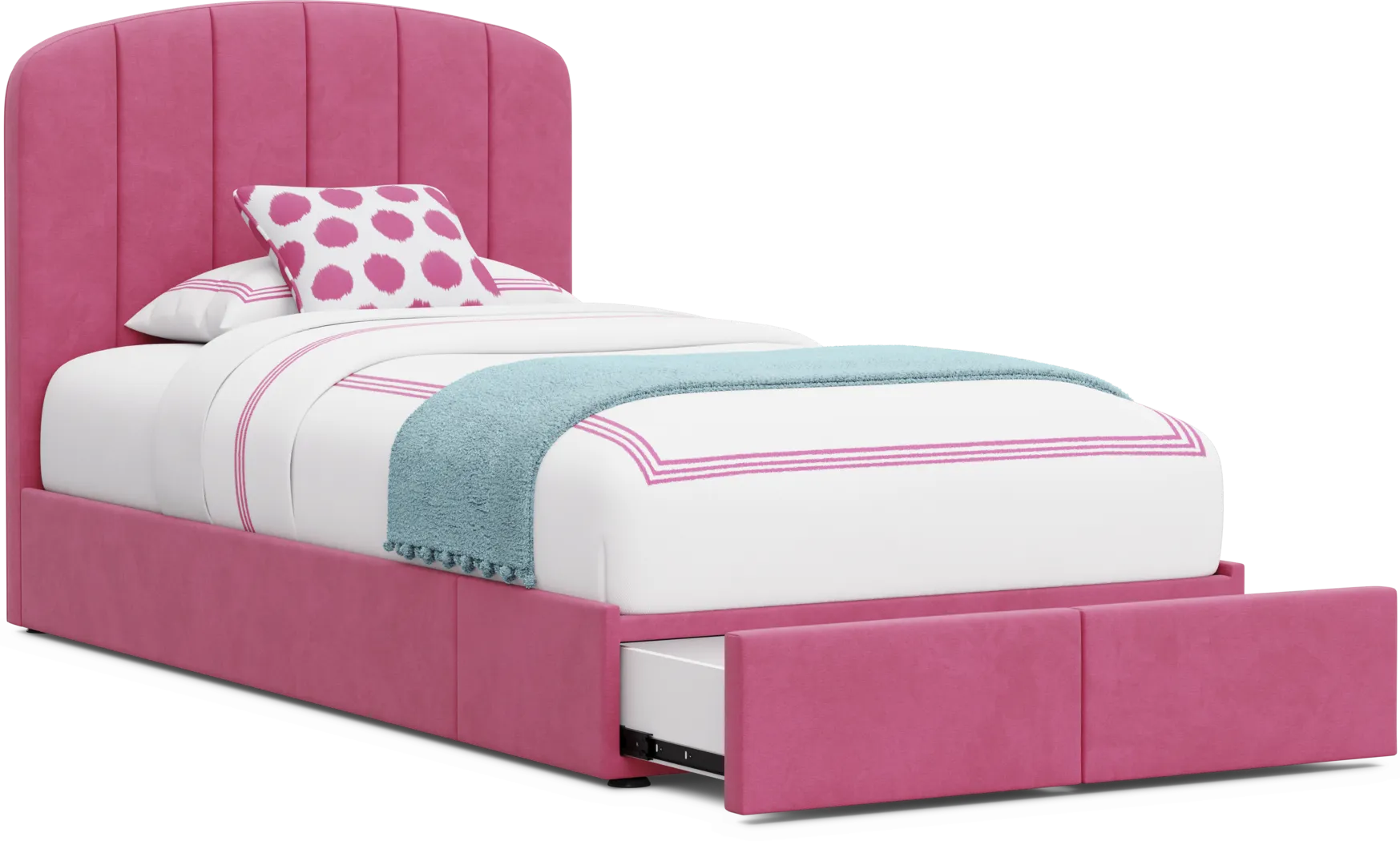 Kids Gwyneth Bubble Gum Twin Upholstered Storage Bed - Image 6