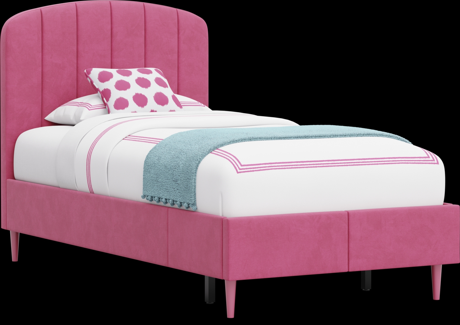 Kids Gwyneth Bubble Gum Twin Upholstered Storage Bed - Thumbnail - Image 1