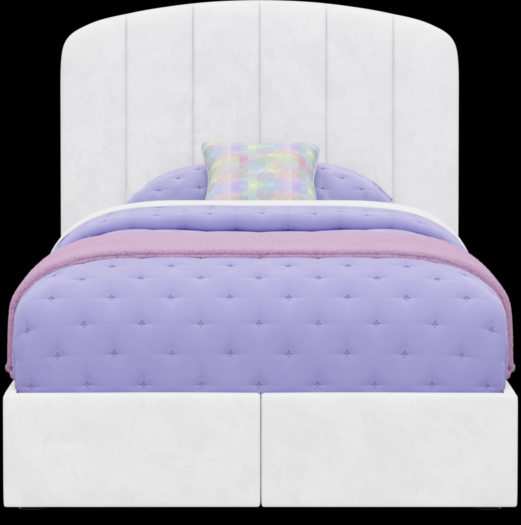 Kids Gwyneth White Twin Upholstered Storage Bed - Thumbnail - Image 4
