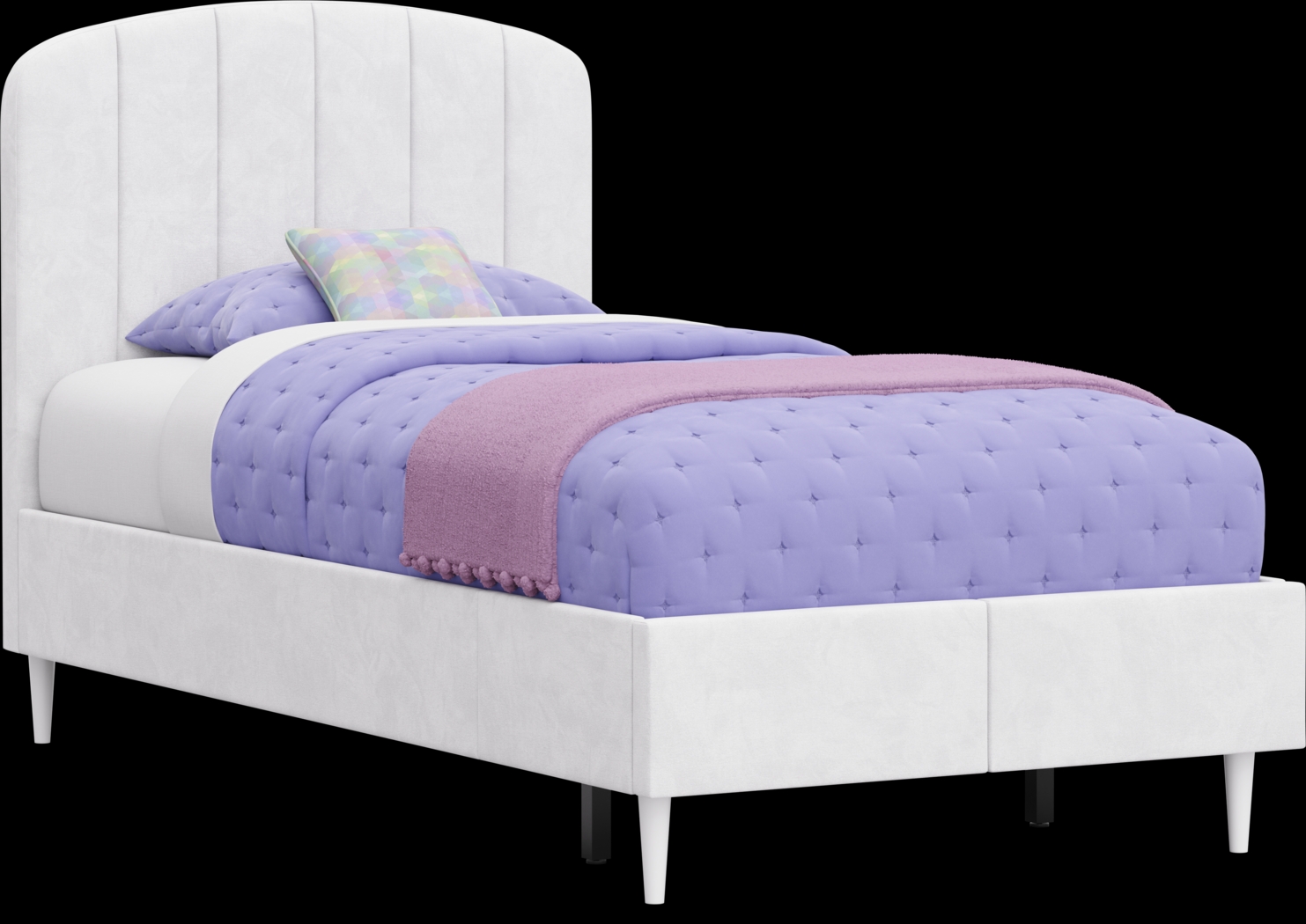 Kids Gwyneth White Twin Upholstered Storage Bed - Thumbnail - Image 1