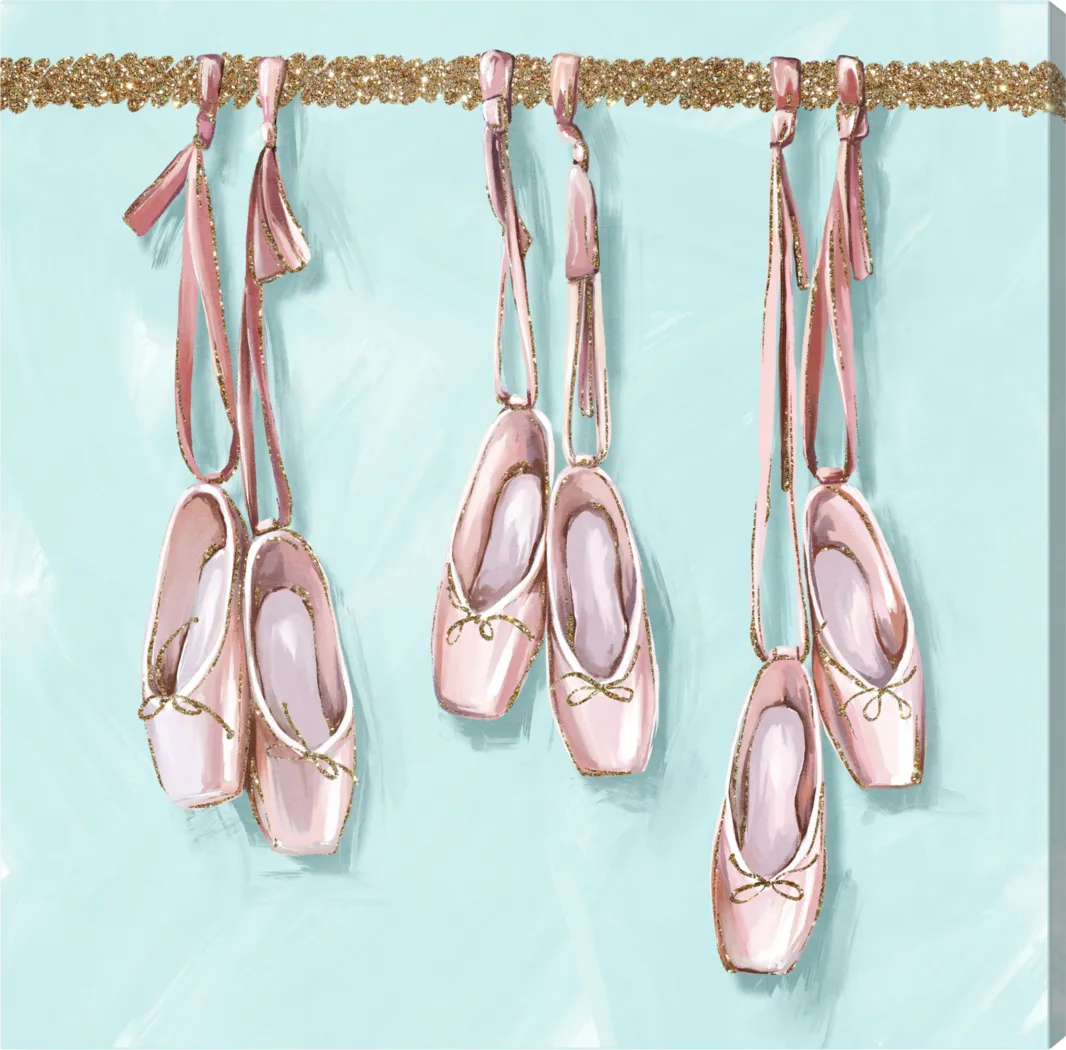 Kids Hanging Little Ballet Shoes Pink Small Wall Art - Thumbnail - Image 1