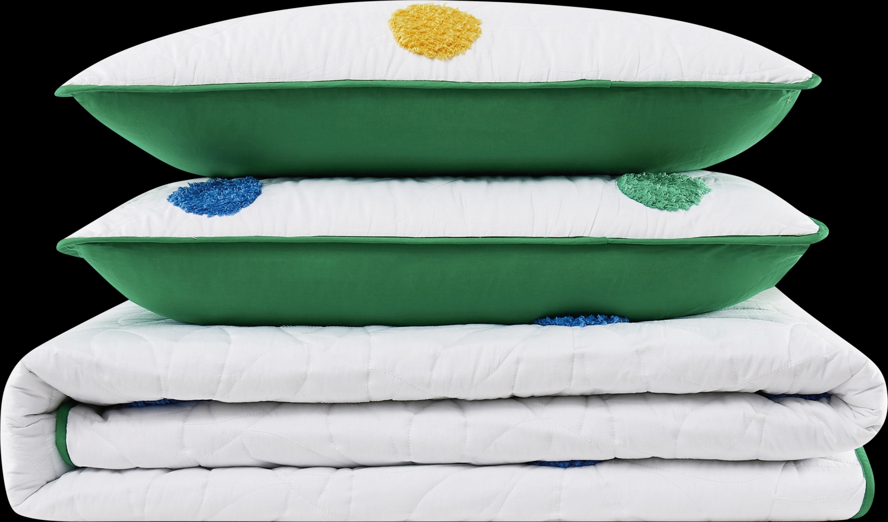 Kids Happy Dot White 3 Pc Full Quilt Set - Thumbnail - Image 5