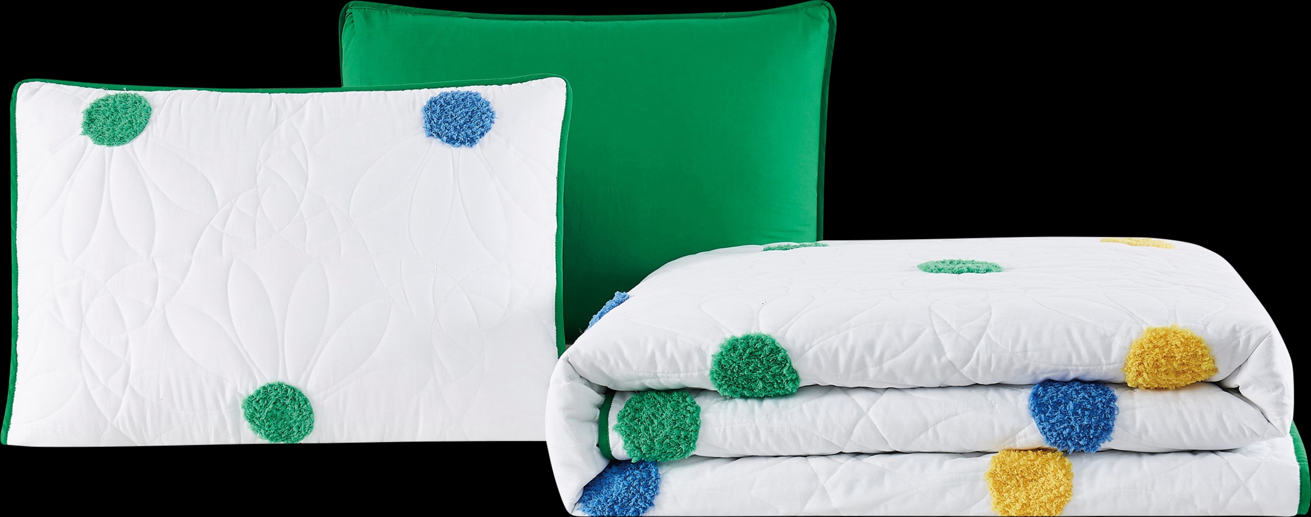 Kids Happy Dot White 3 Pc Full Quilt Set - Thumbnail - Image 1