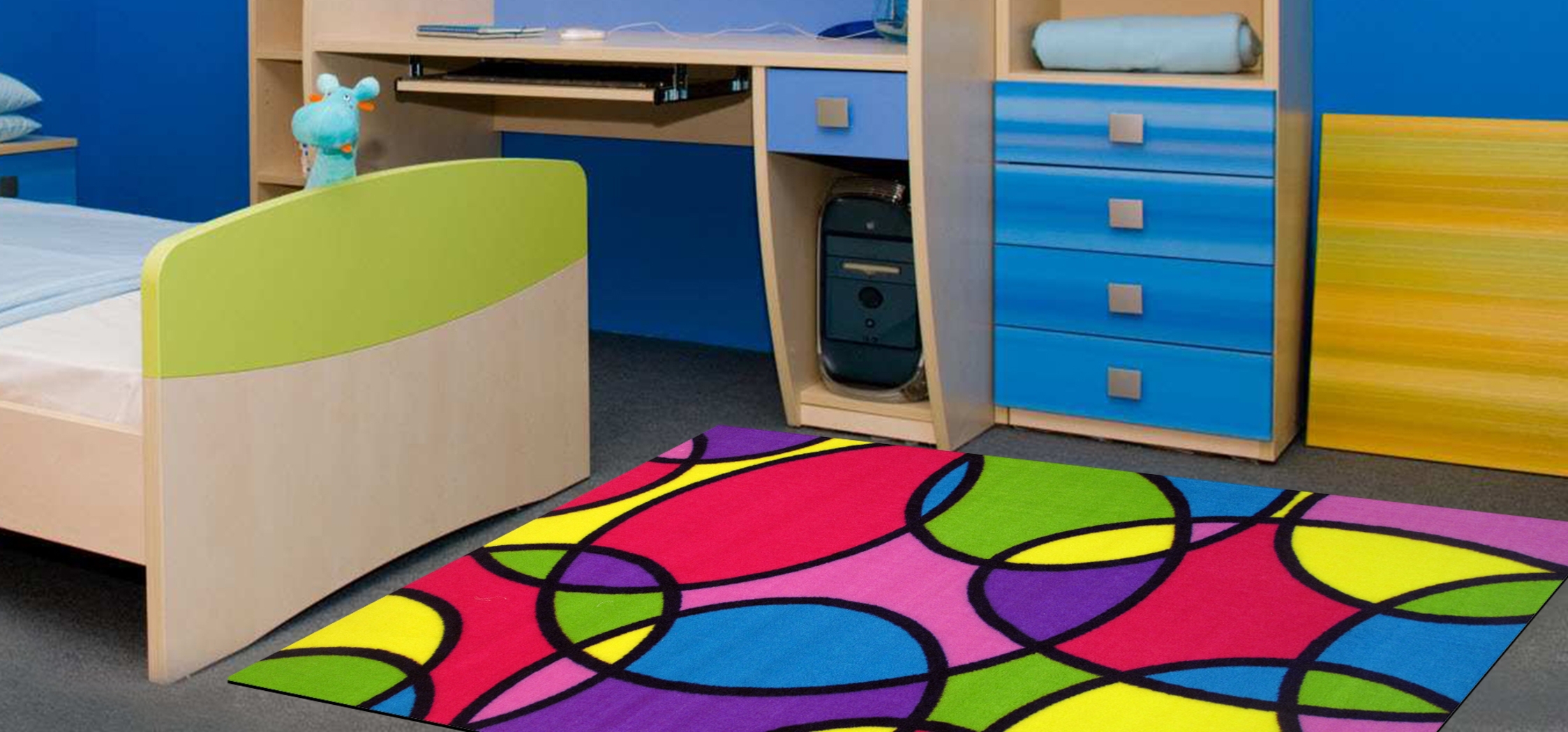 Kids Happy Mural Pink 3' x 5' Rug - Thumbnail - Image 2